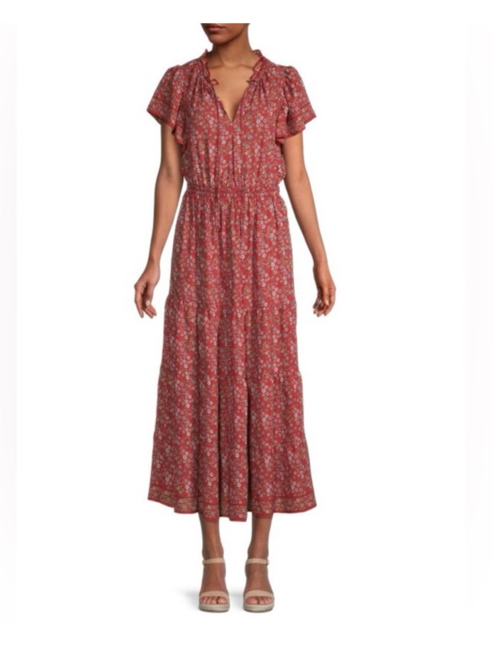 Max Studio Red Cottagecore Maxi Dress